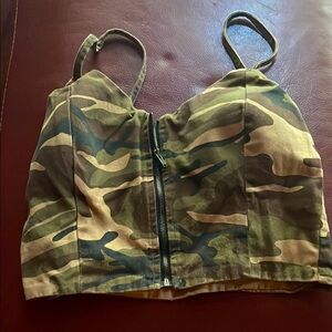 Camo Print Women's Top with Zipper